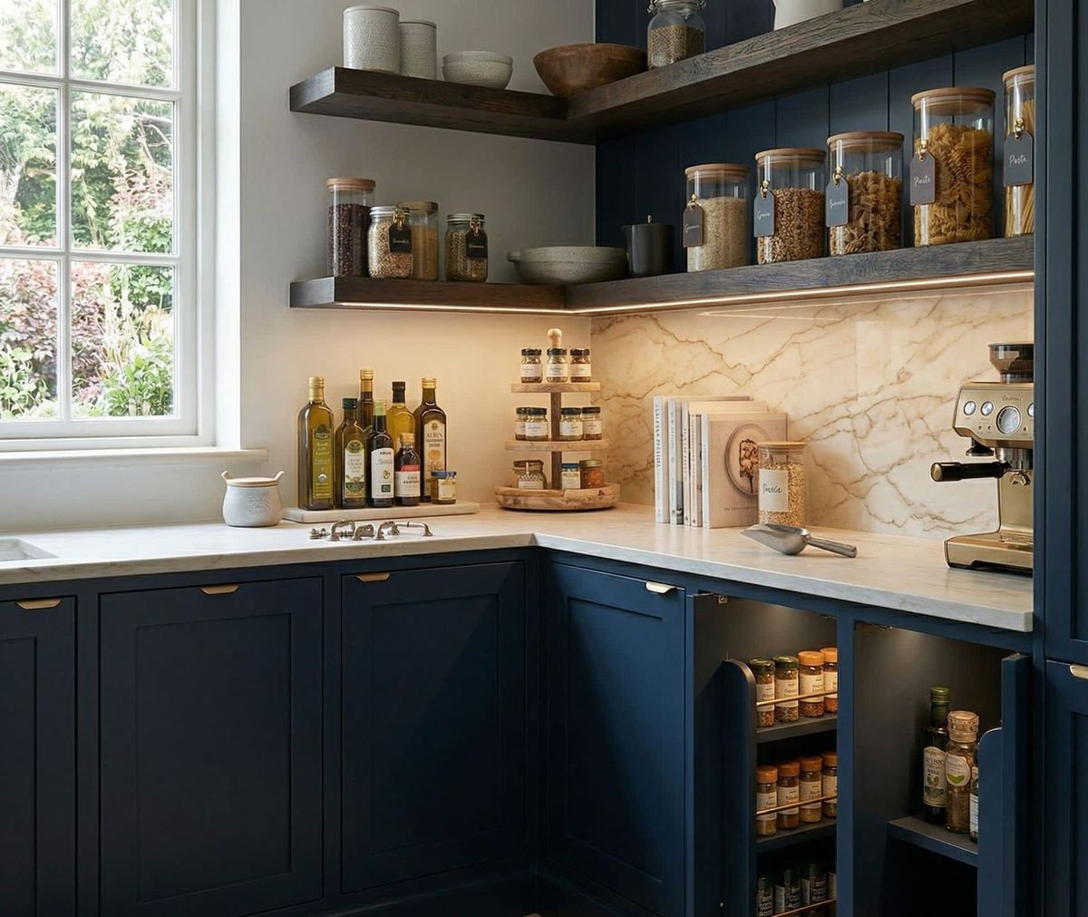 Luxury kitchen build with inset cabinetry and crown detailing