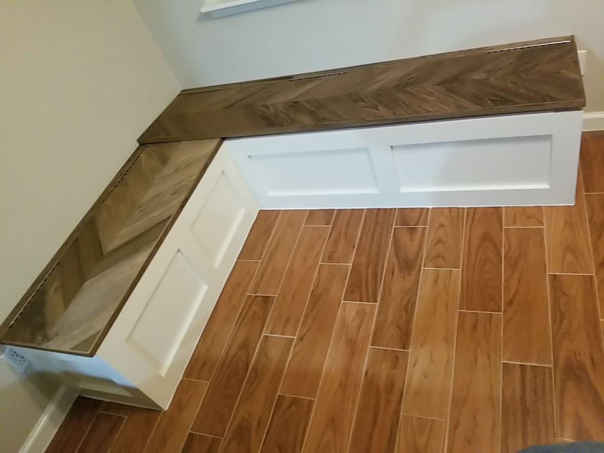 Mudroom built-in storage with bench seating