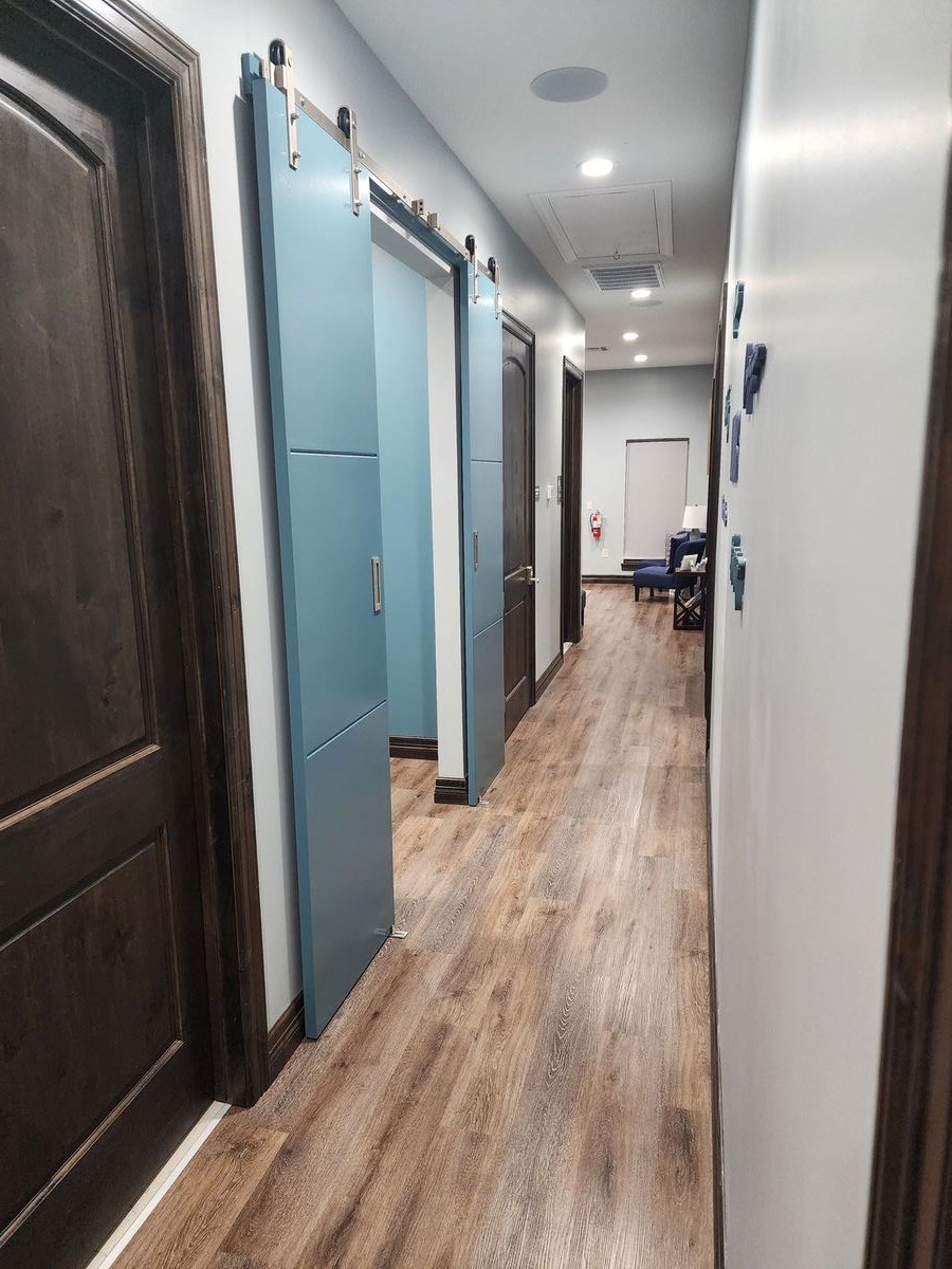 Custom sliding door with iron hardware