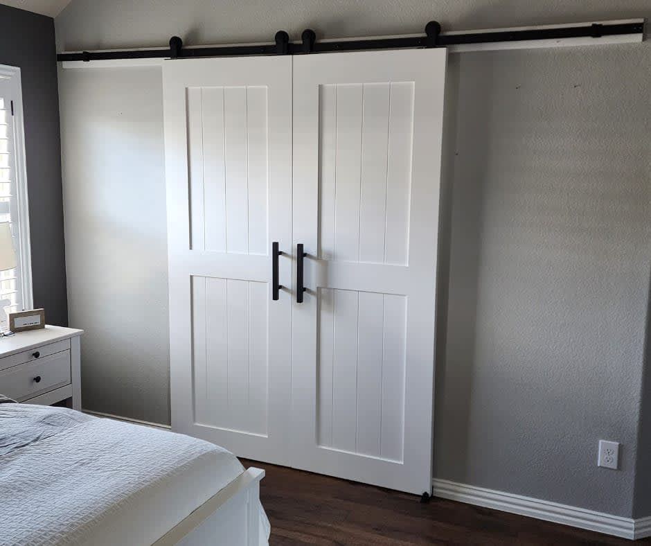 Tailored sliding door panel with inset detailing and premium hardware